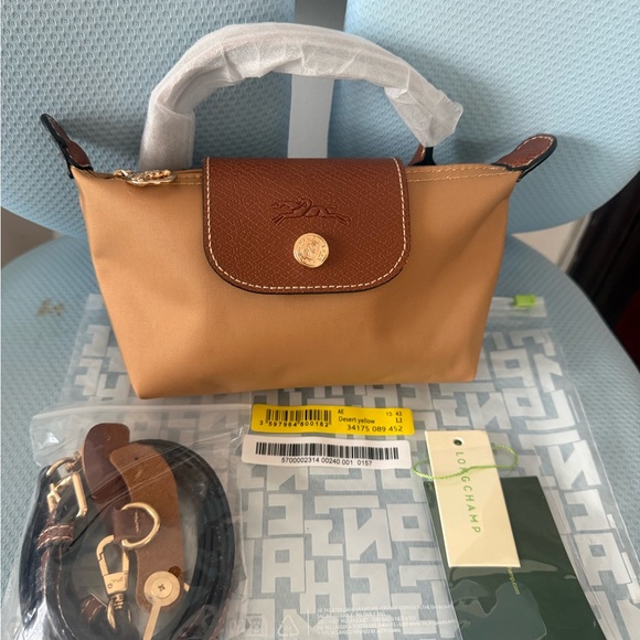 Longchamp Handbags - Longchamp Mini Top-Handle Tote in Desert Yellow and Brown